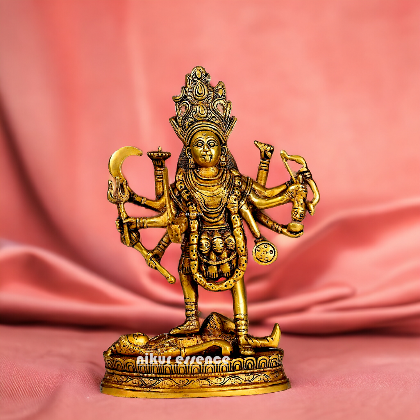 Antique Brass Kali Maa idol - 8 inches Nikuressence