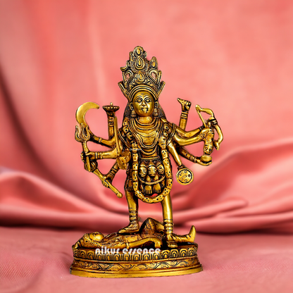 Antique Brass Kali Maa idol - 8 inches Nikuressence