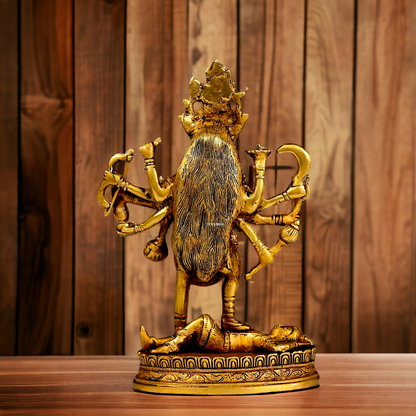 Antique Brass Kali Maa idol - 8 inches Nikuressence