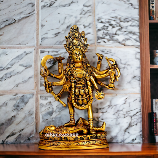 Antique Brass Kali Maa idol - 8 inches Nikuressence