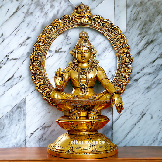 Pure Brass Ayyappa Swamy Sitting idol - 30 inches Nikuressence