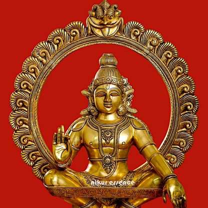 Pure Brass Ayyappa Swamy Sitting idol - 30 inches Nikuressence