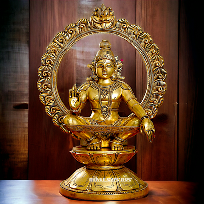 Pure Brass Ayyappa Swamy Sitting idol - 30 inches Nikuressence