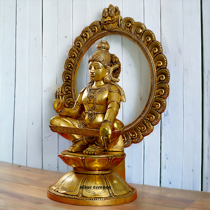 Pure Brass Ayyappa Swamy Sitting idol - 30 inches Nikuressence