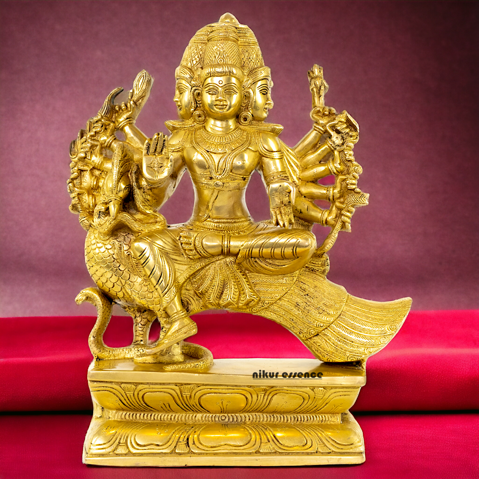 Large Murugan Swamy Kartikeya Sitting on Peacock Solid Brass idol- 16 inches Nikuressence