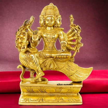 Large Murugan Swamy Kartikeya Sitting on Peacock Solid Brass idol- 16 inches Nikuressence