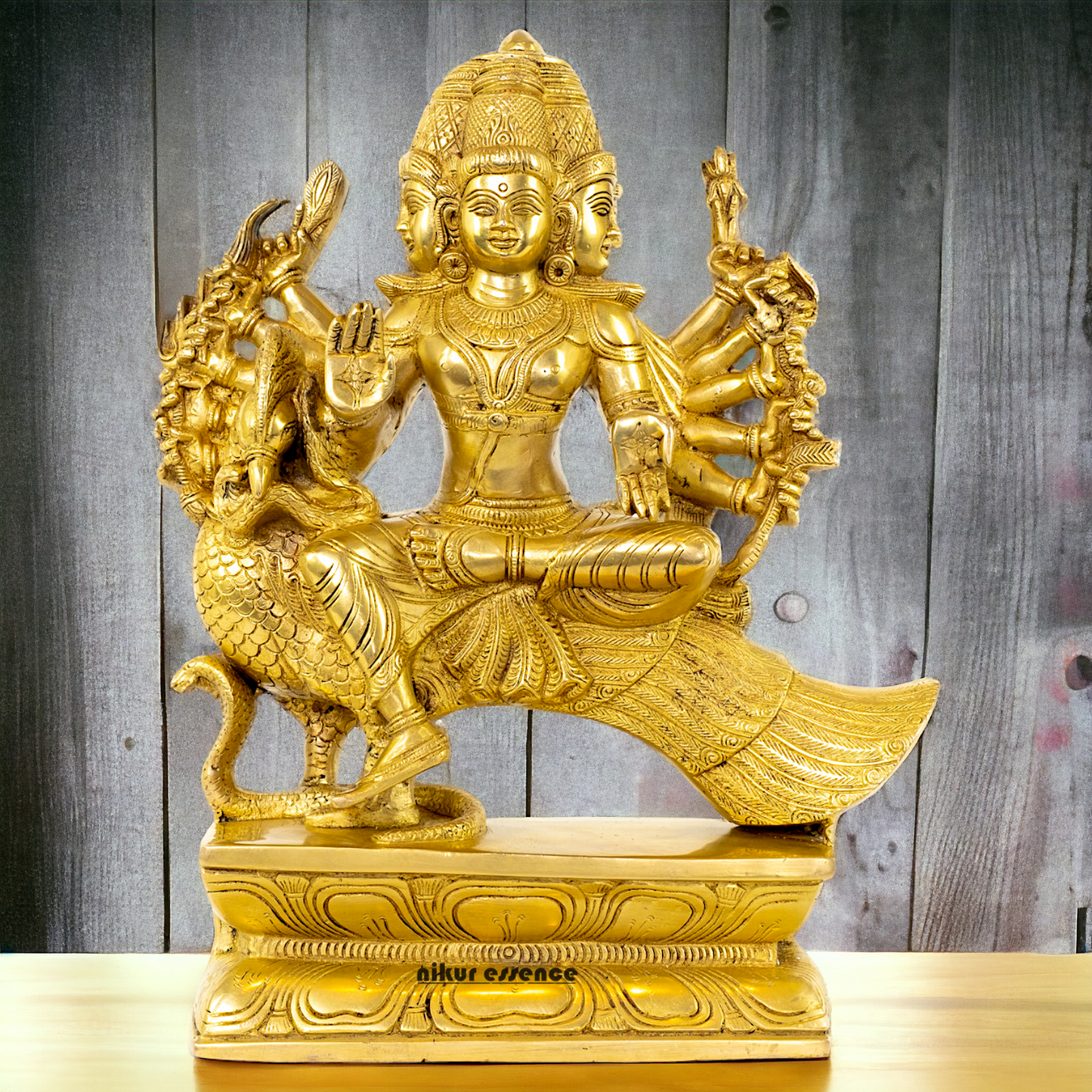 Large Murugan Swamy Kartikeya Sitting on Peacock Solid Brass idol- 16 inches Nikuressence