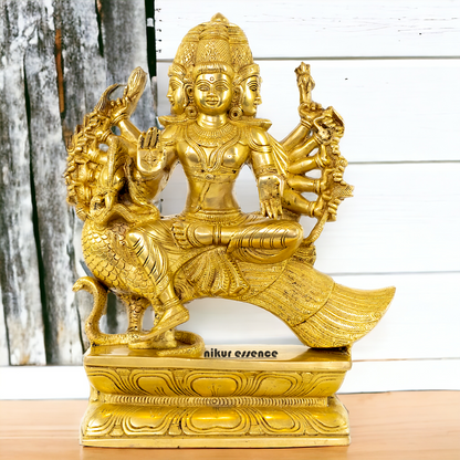 Large Murugan Swamy Kartikeya Sitting on Peacock Solid Brass idol- 16 inches Nikuressence