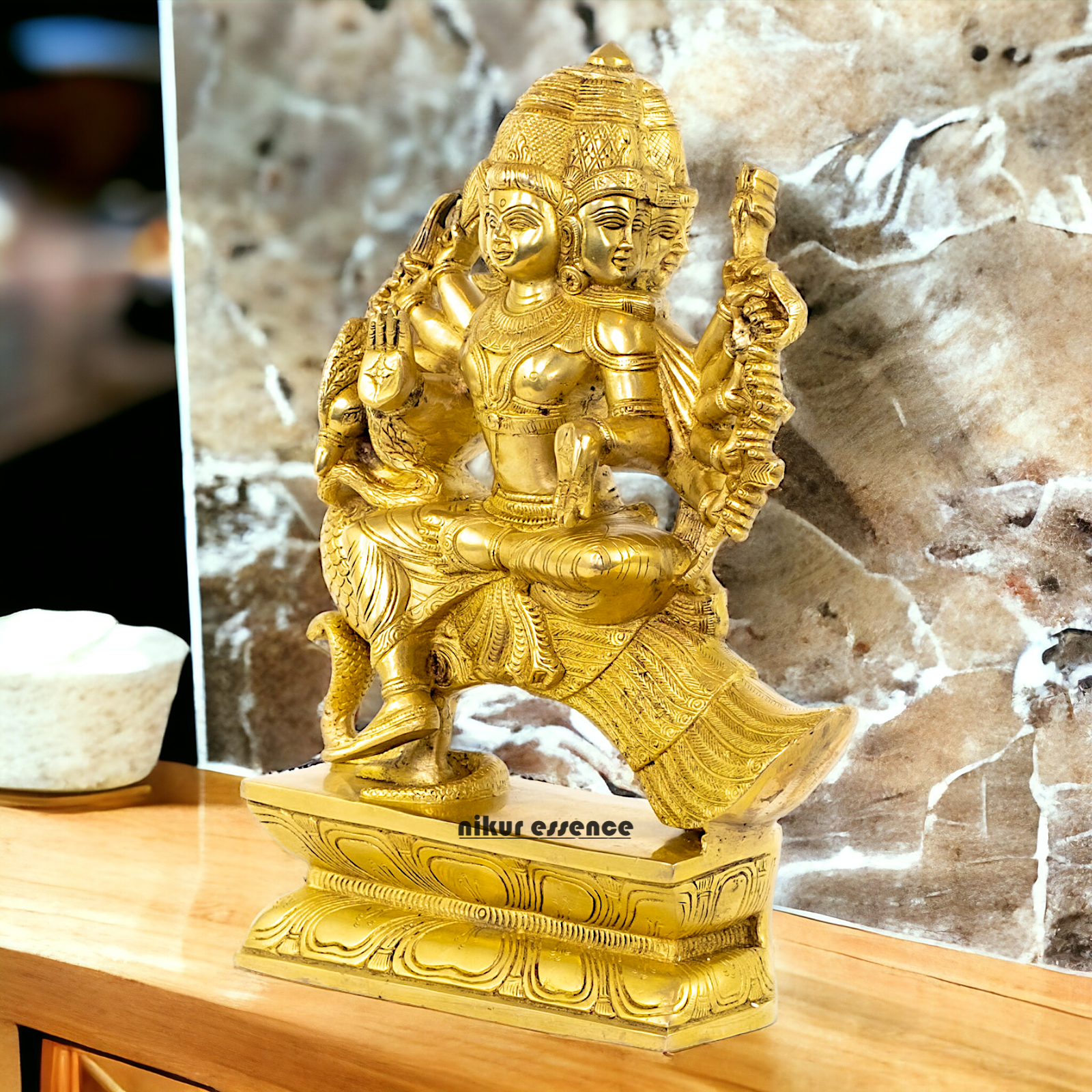 Large Murugan Swamy Kartikeya Sitting on Peacock Solid Brass idol- 16 inches Nikuressence