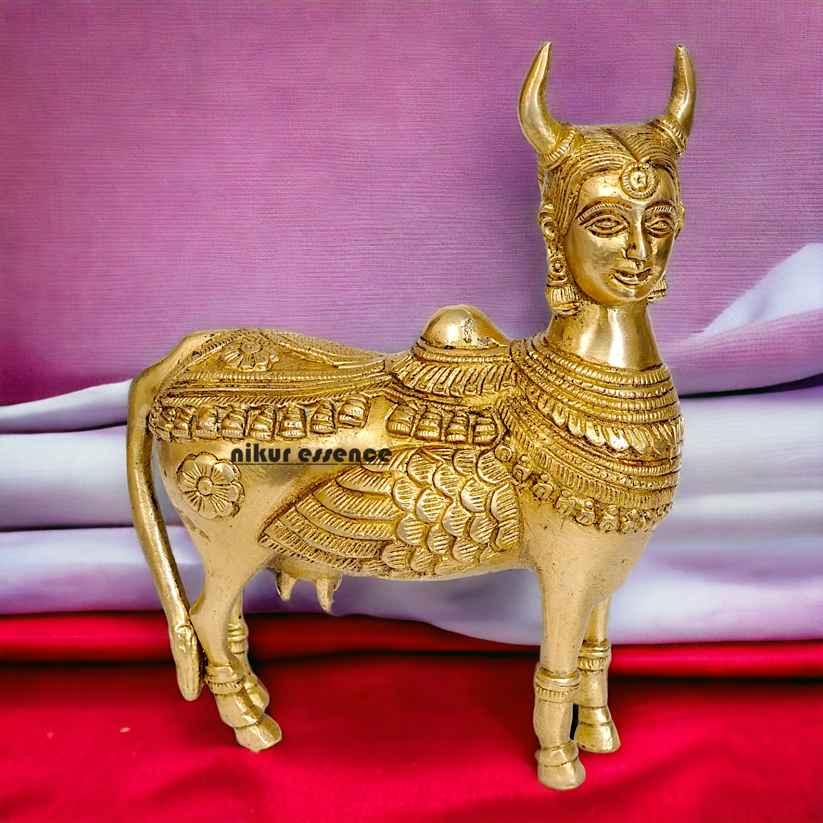 Buy Brass kamadhenu Cow Idol - 8 inches Nikuressence