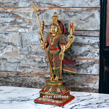 Lord Kartikeya Murugan Brass with Stone Work idol - 19 inches Nikuressence