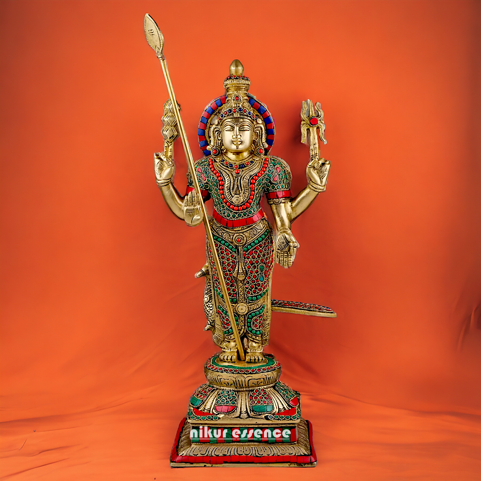 Lord Kartikeya Murugan Brass with Stone Work idol - 19 inches Nikuressence