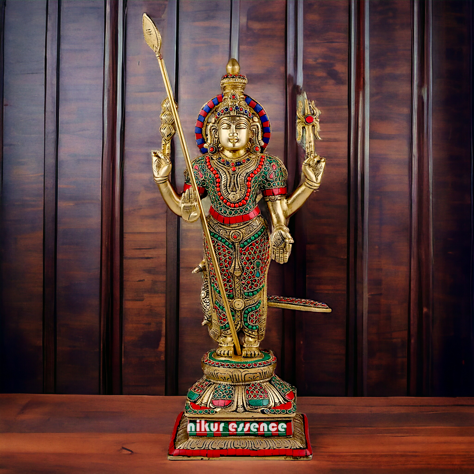 Lord Kartikeya Murugan Brass with Stone Work idol - 19 inches Nikuressence