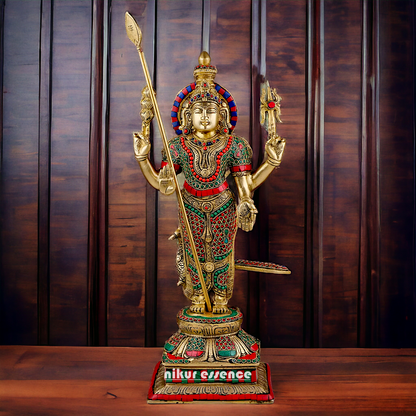 Lord Kartikeya Murugan Brass with Stone Work idol - 19 inches Nikuressence