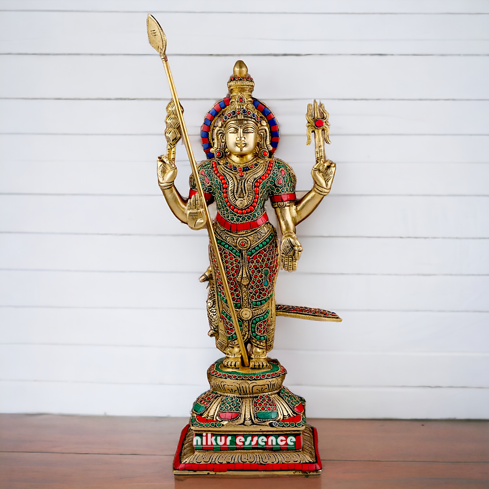 Lord Kartikeya Murugan Brass with Stone Work idol - 19 inches Nikuressence
