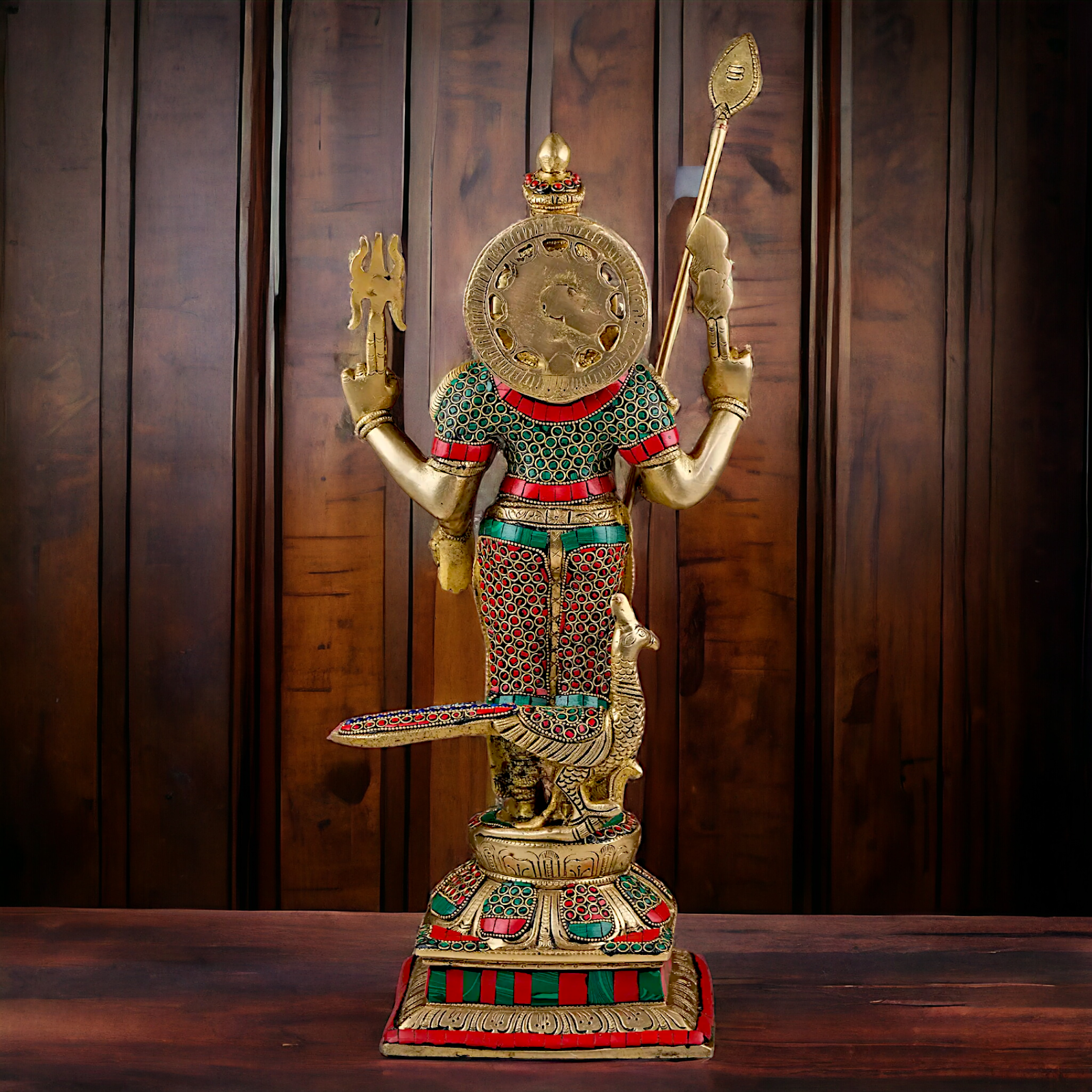 Lord Kartikeya Murugan Brass with Stone Work idol - 19 inches Nikuressence