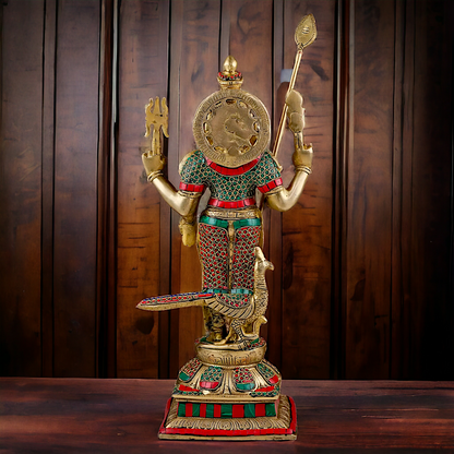 Lord Kartikeya Murugan Brass with Stone Work idol - 19 inches Nikuressence