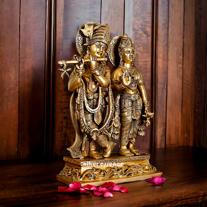 Pure Brass Radha Krishna Standing idol - 12 inches Nikuressence