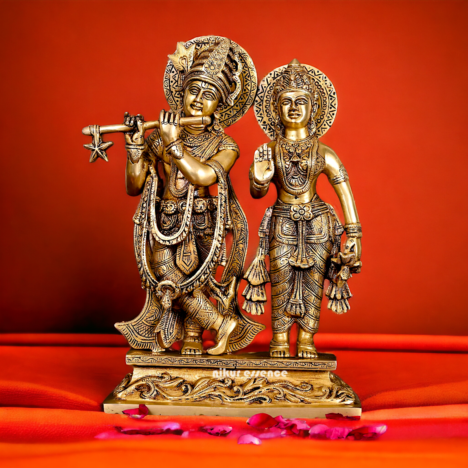 Pure Brass Radha Krishna Standing idol - 12 inches Nikuressence