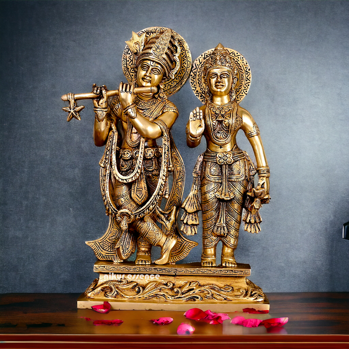 Pure Brass Radha Krishna Standing idol - 12 inches Nikuressence