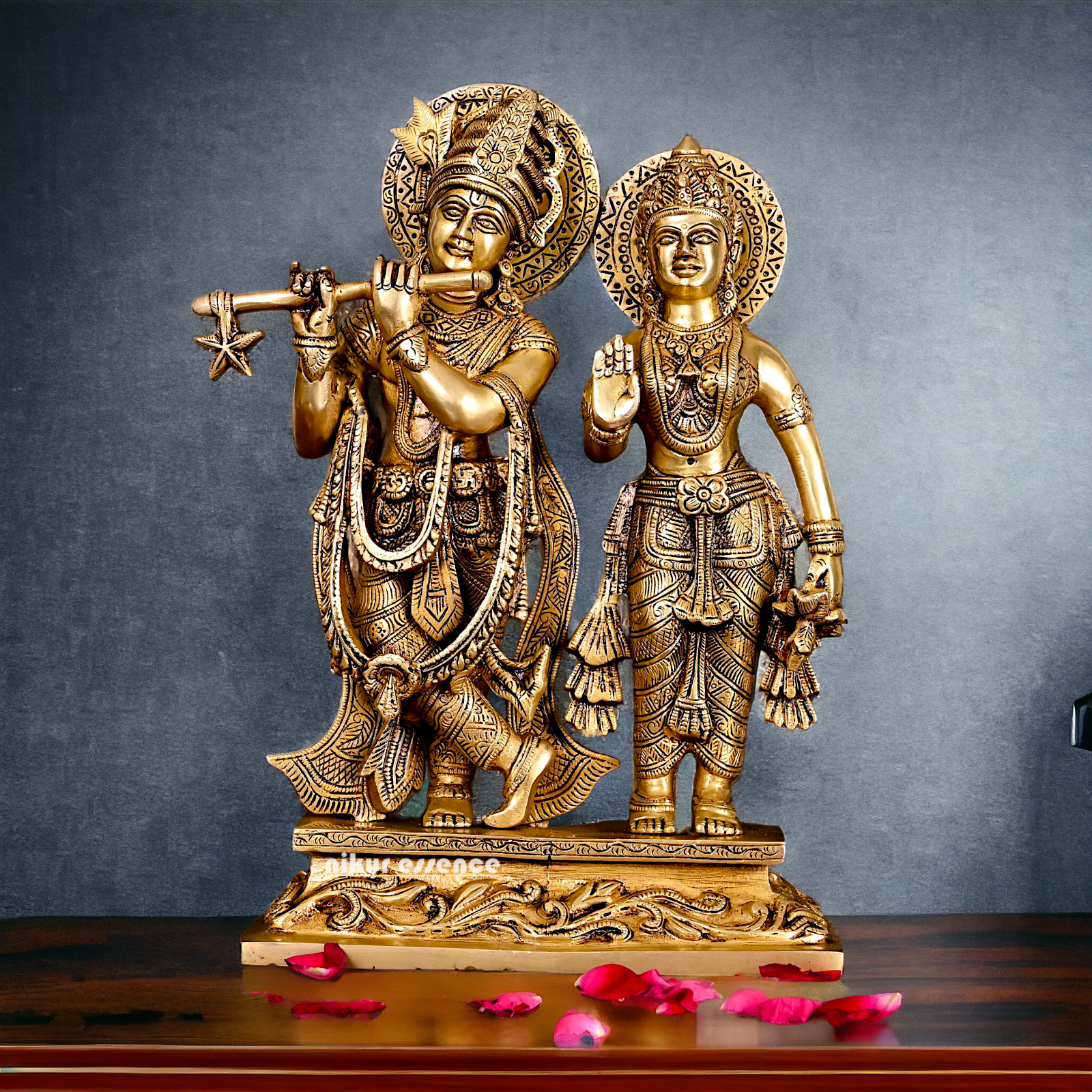 Pure Brass Radha Krishna Standing idol - 12 inches Nikuressence