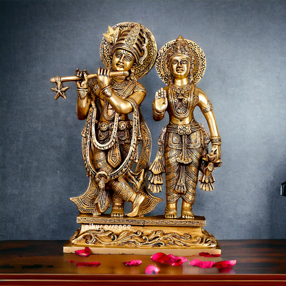 Pure Brass Radha Krishna Standing idol - 12 inches Nikuressence