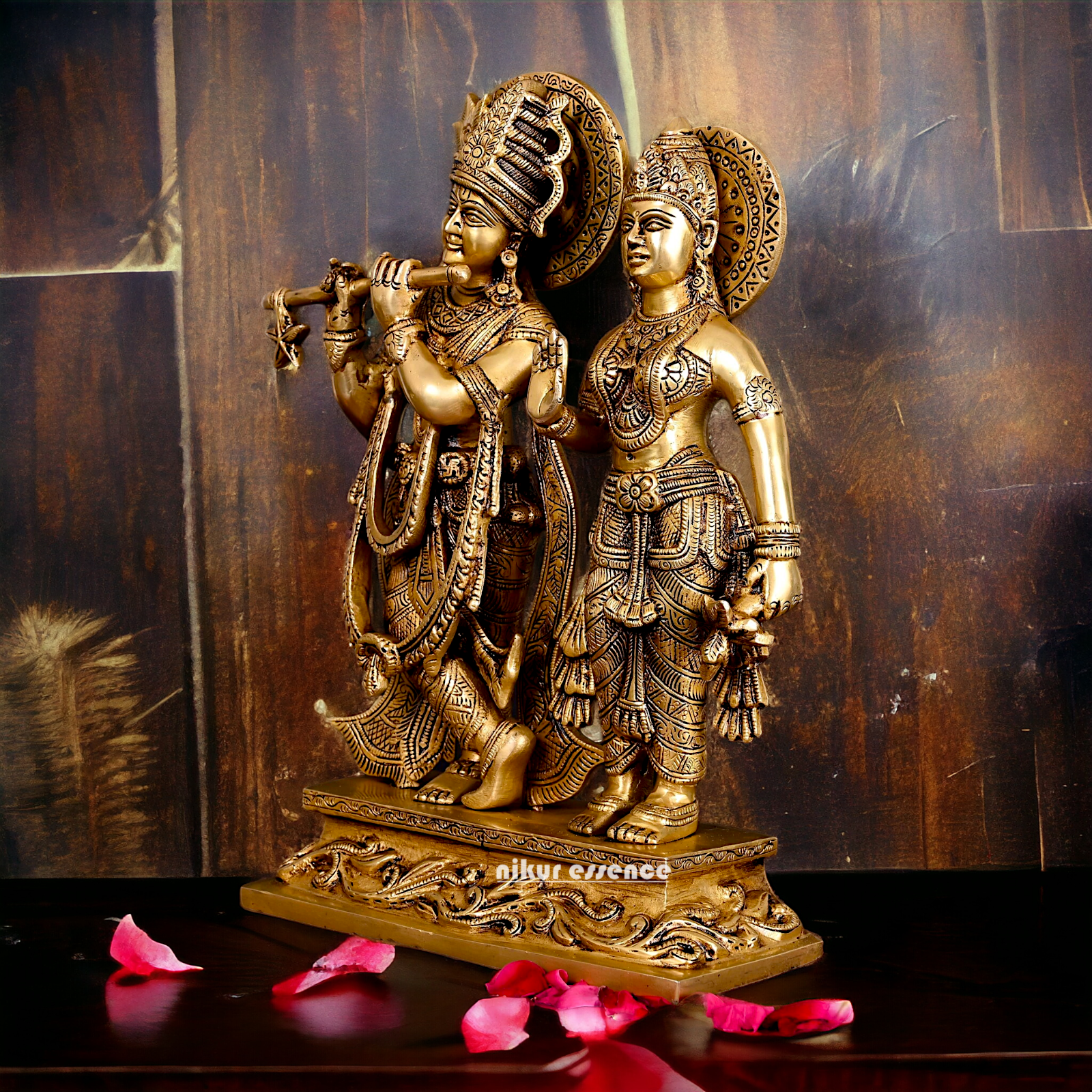 Pure Brass Radha Krishna Standing idol - 12 inches Nikuressence