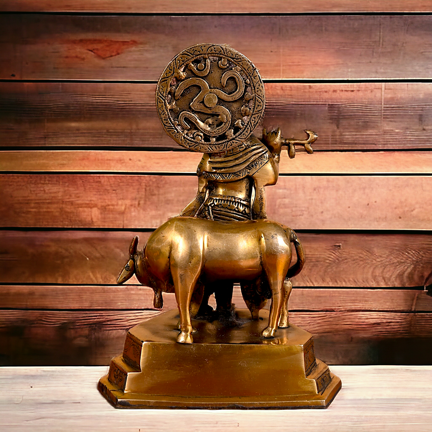 Lord Krishna Playing flute brass idol - 10 inches Nikuressence