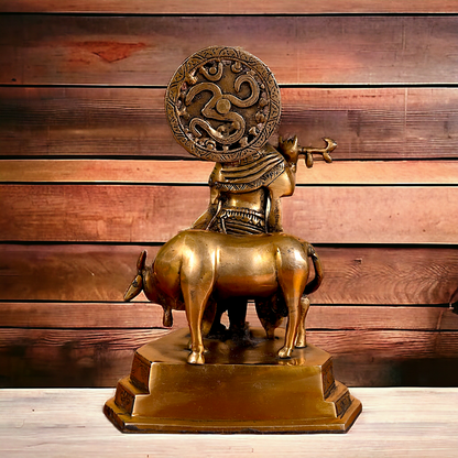 Lord Krishna Playing flute brass idol - 10 inches Nikuressence