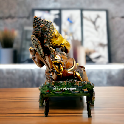 Lord Ganesha Vinayaka Relaxing Brass idol - 11.50 Inch Nikuressence