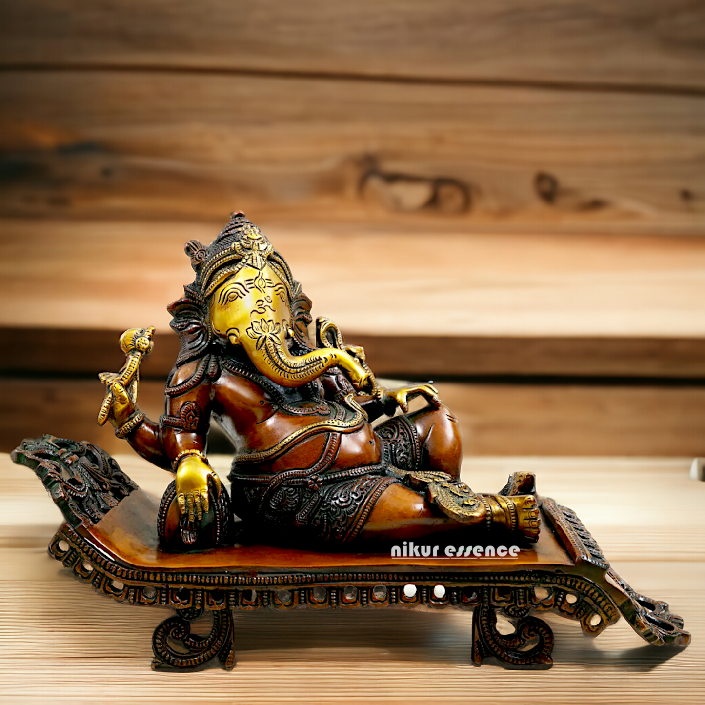 Lord Ganesha Vinayaka Relaxing Brass idol - 11.50 Inch Nikuressence