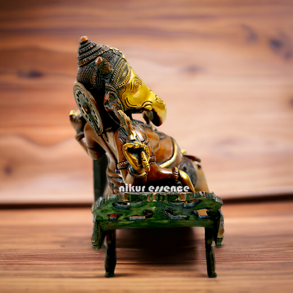 Lord Ganesha Vinayaka Relaxing Brass idol - 11.50 Inch Nikuressence