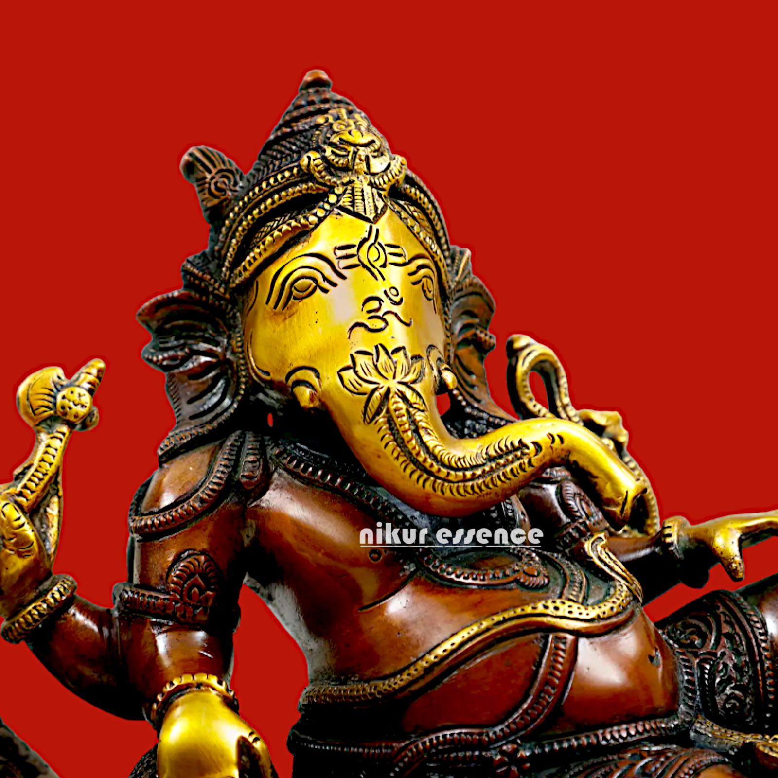 Lord Ganesha Vinayaka Relaxing Brass idol - 11.50 Inch Nikuressence