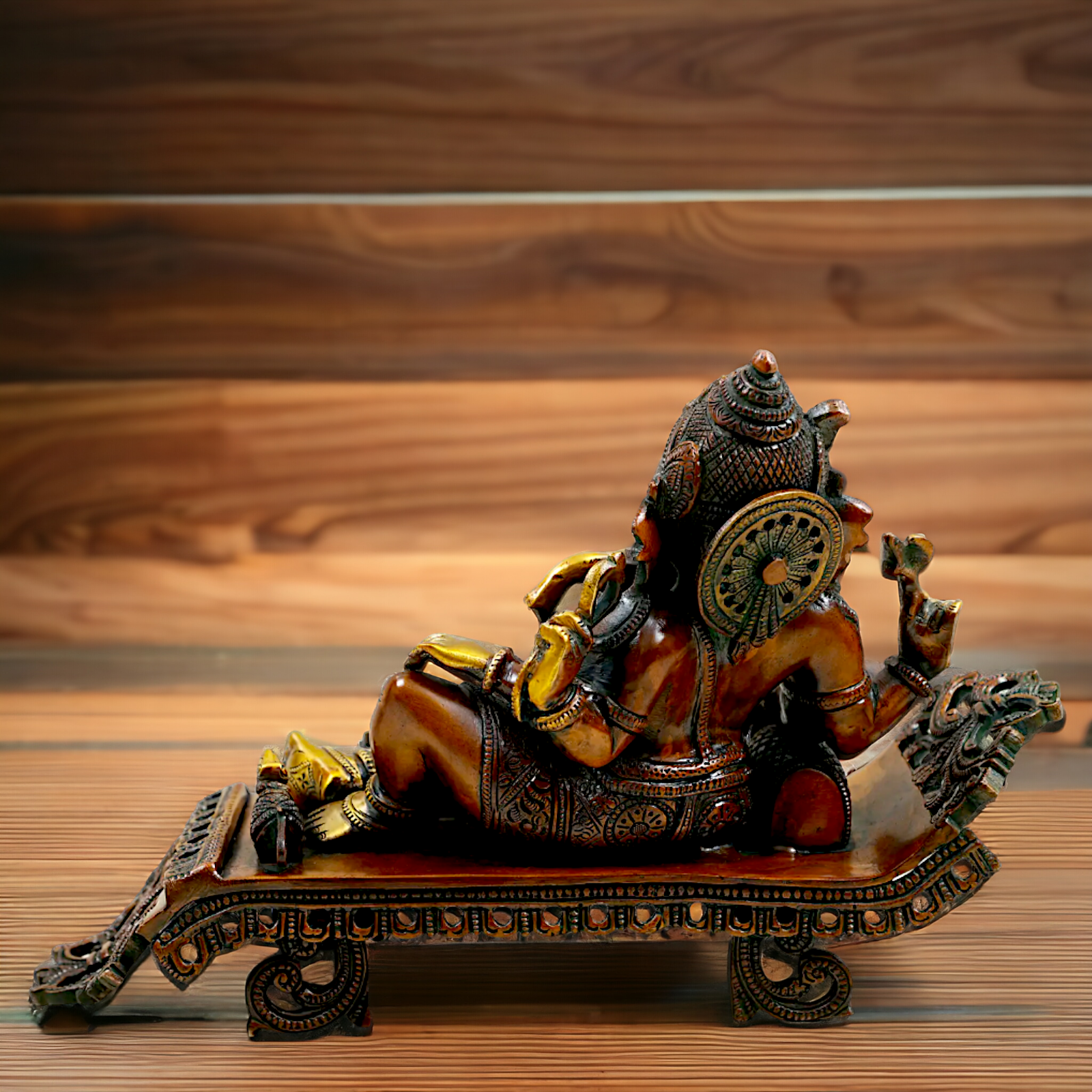 Lord Ganesha Vinayaka Relaxing Brass idol - 11.50 Inch Nikuressence