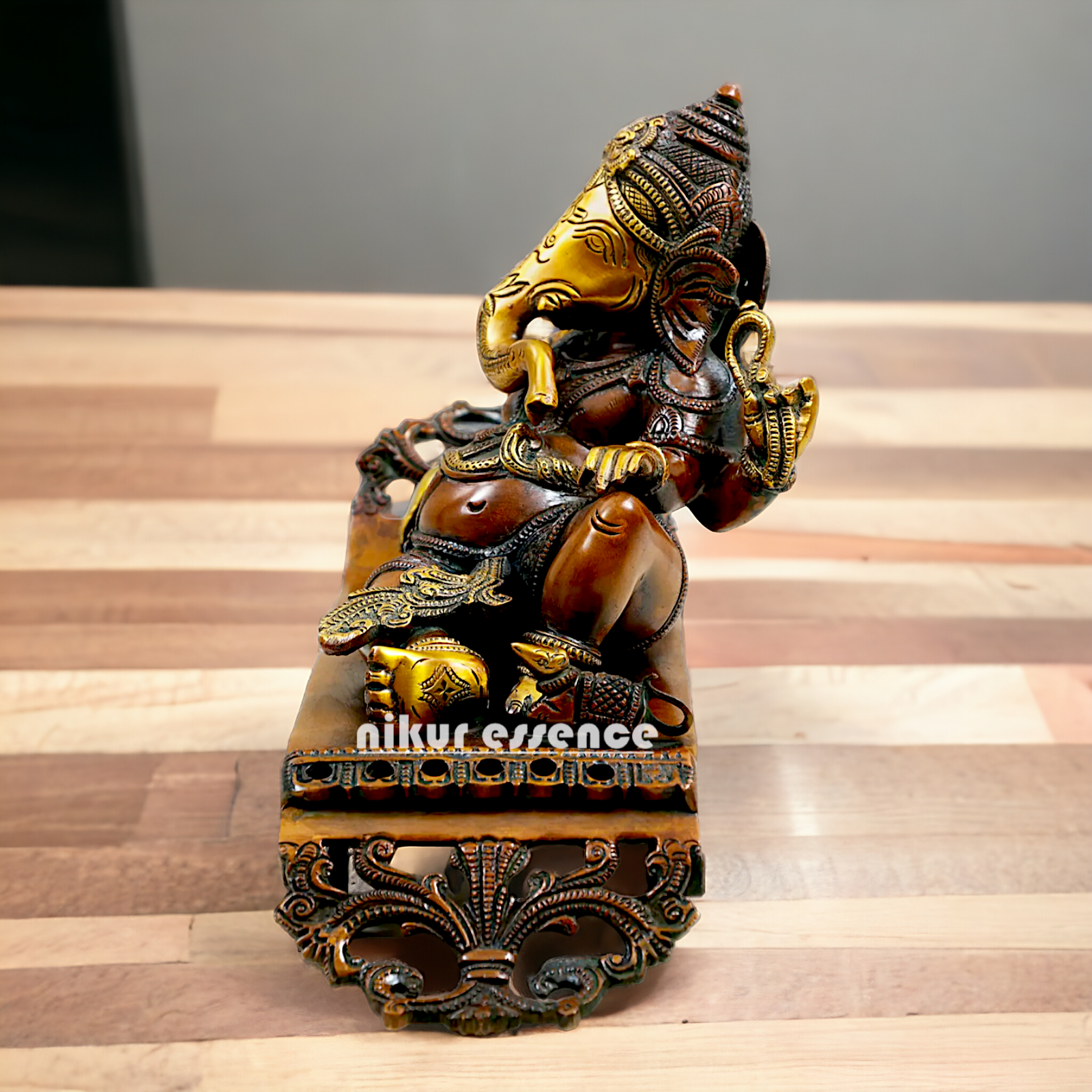 Lord Ganesha Vinayaka Relaxing Brass idol - 11.50 Inch Nikuressence