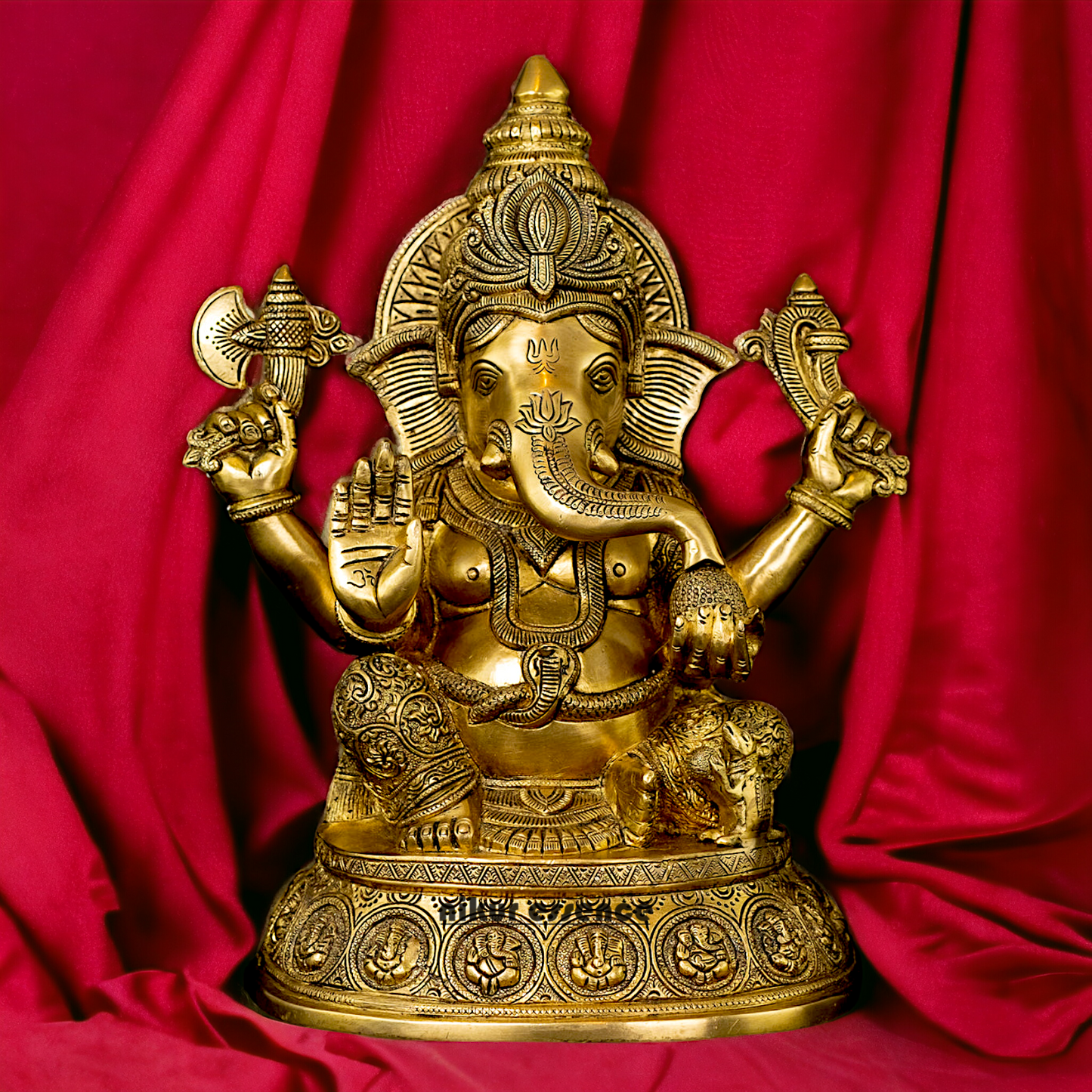 Pure Brass Ganesha Sitting with Blessing idol - 15 inches Nikuressence