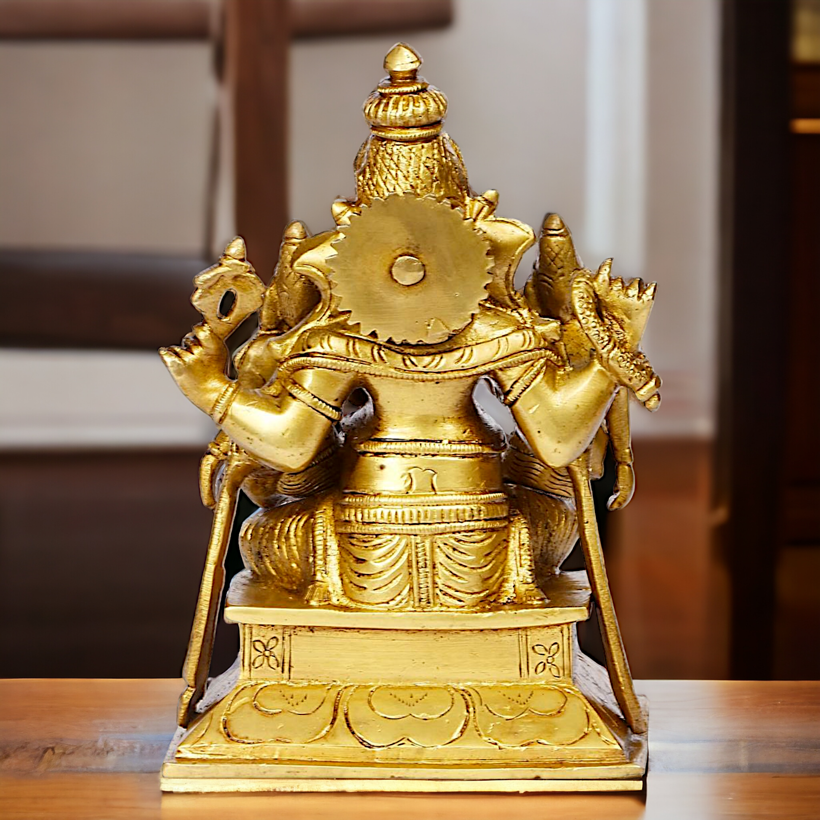 Lord Ganesha with Riddhi Siddhi Sitting Solid Brass idol - 7 inches Nikuressence