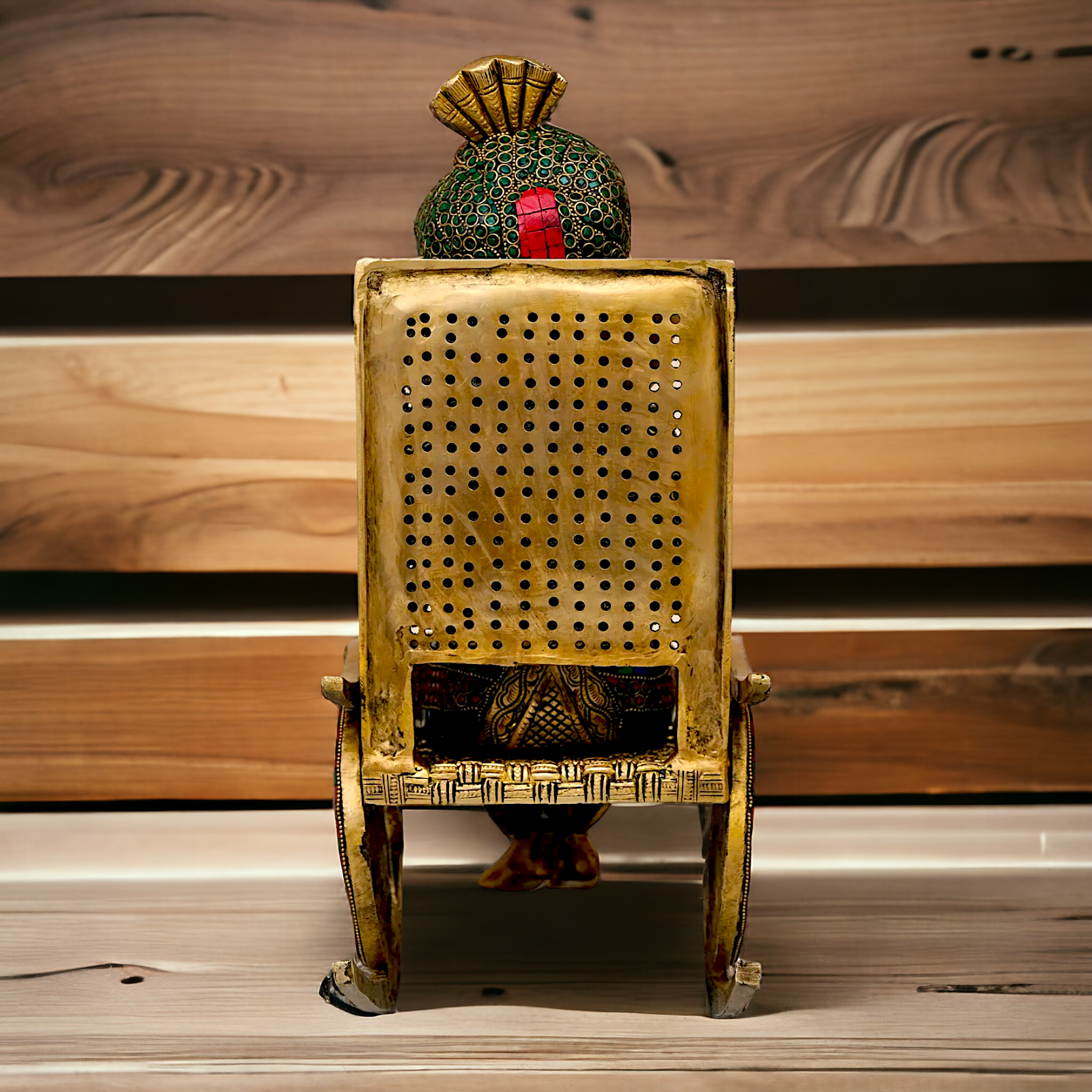 Shop Ganesha seated on chair Brass with Stone Work idol - 16 inches Nikuressence