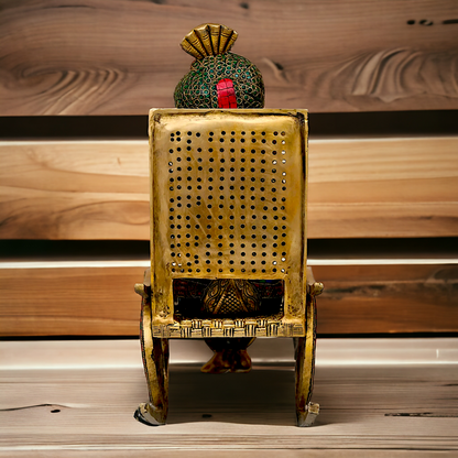 Shop Ganesha seated on chair Brass with Stone Work idol - 16 inches Nikuressence