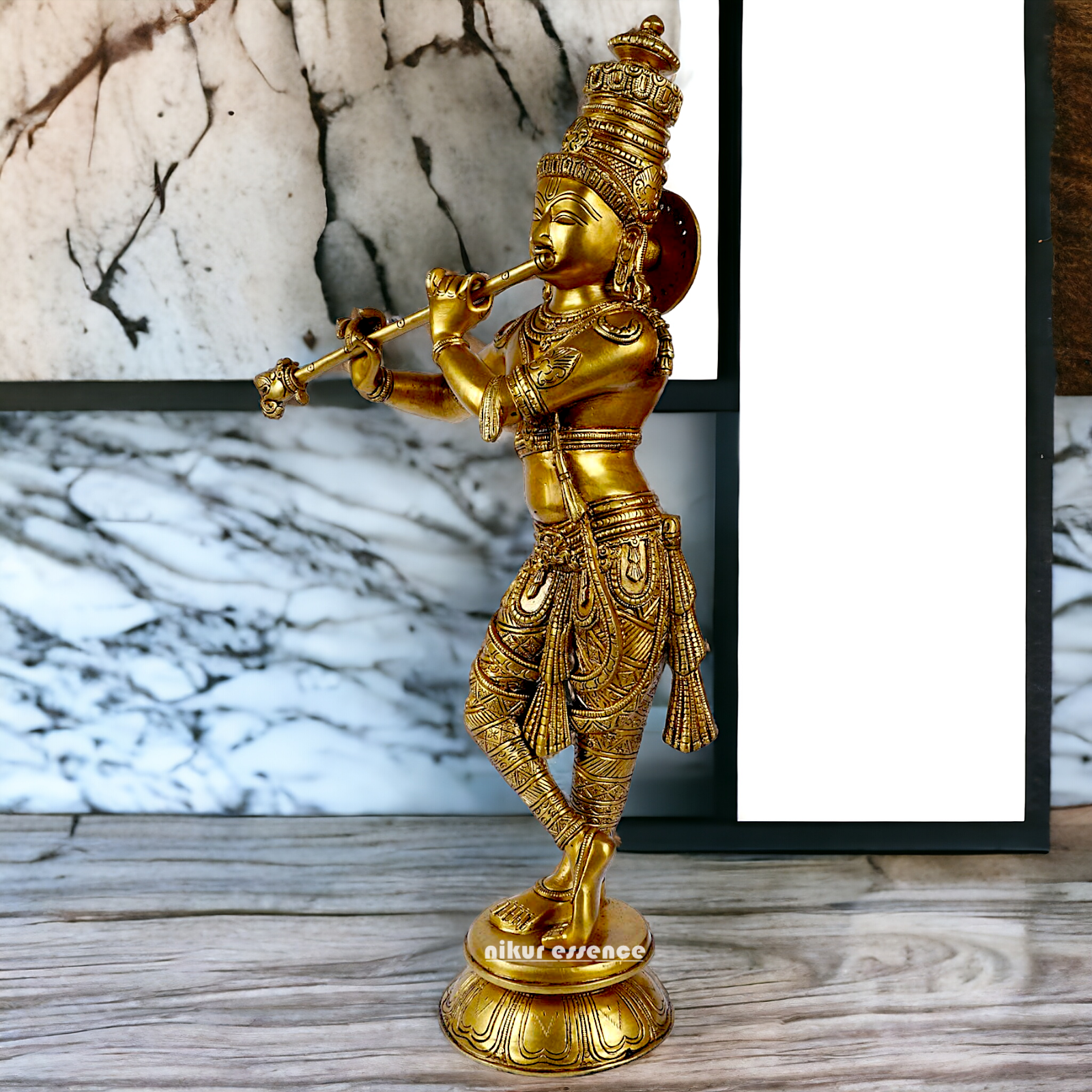 Pure Brass Krishna Solid Brass idol - 23 inches Nikuressence