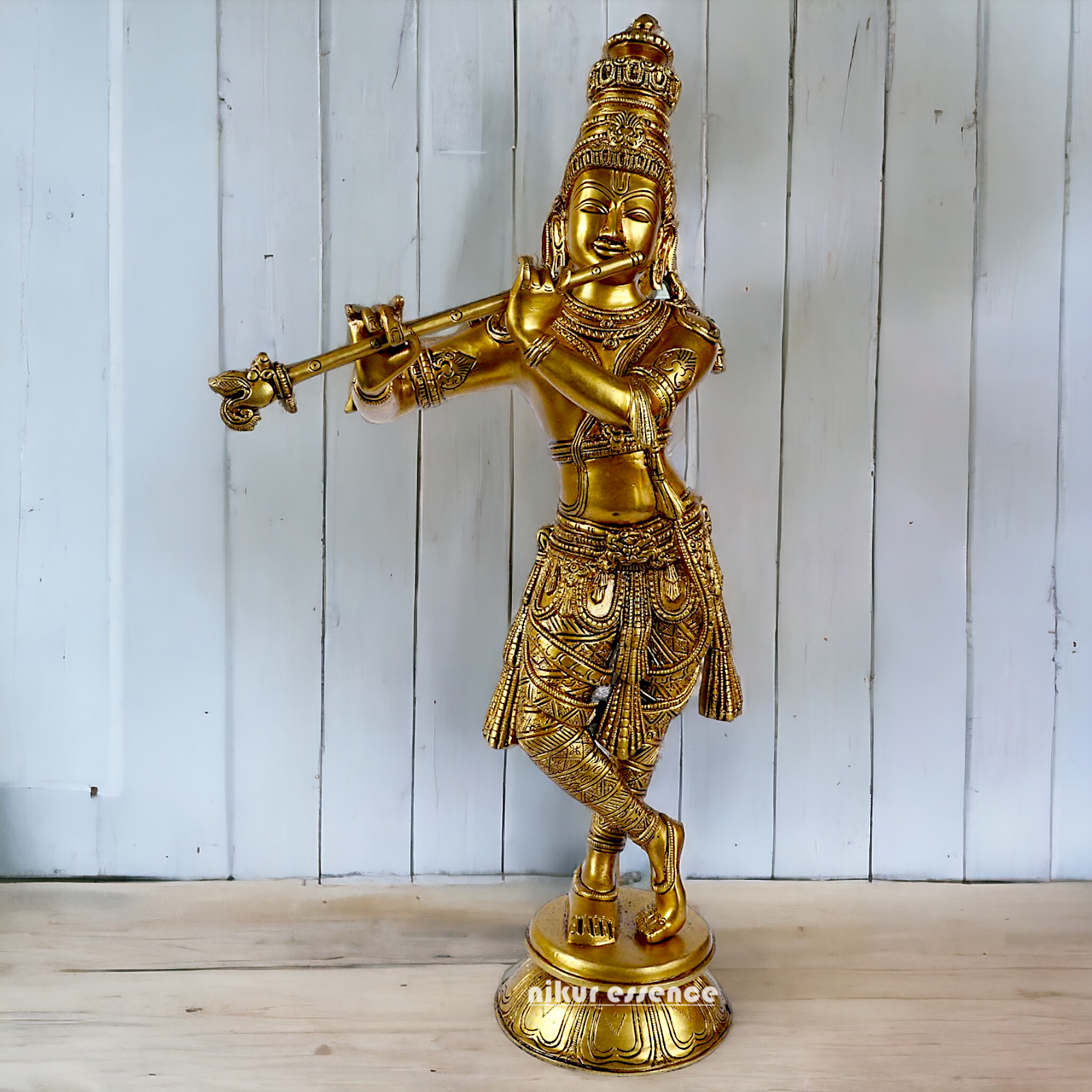 Pure Brass Krishna Solid Brass idol - 23 inches Nikuressence
