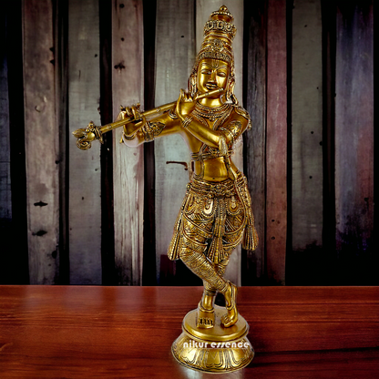 Pure Brass Krishna Solid Brass idol - 23 inches Nikuressence