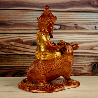 Brass Ganesha seated Mouse idol - 12 Inch Nikuressence