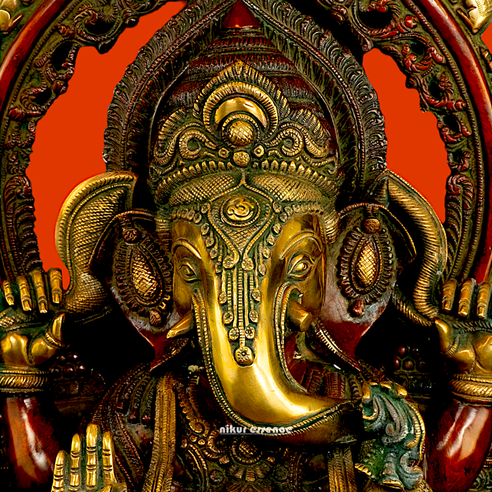 Buy Ganesha seated on Singhasan Brass idol - 21 inches Nikuressence