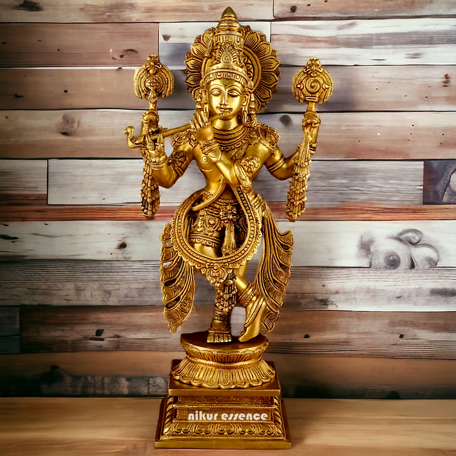 Solid Brass krishna God Standing idol - 20 Inch Nikuressence
