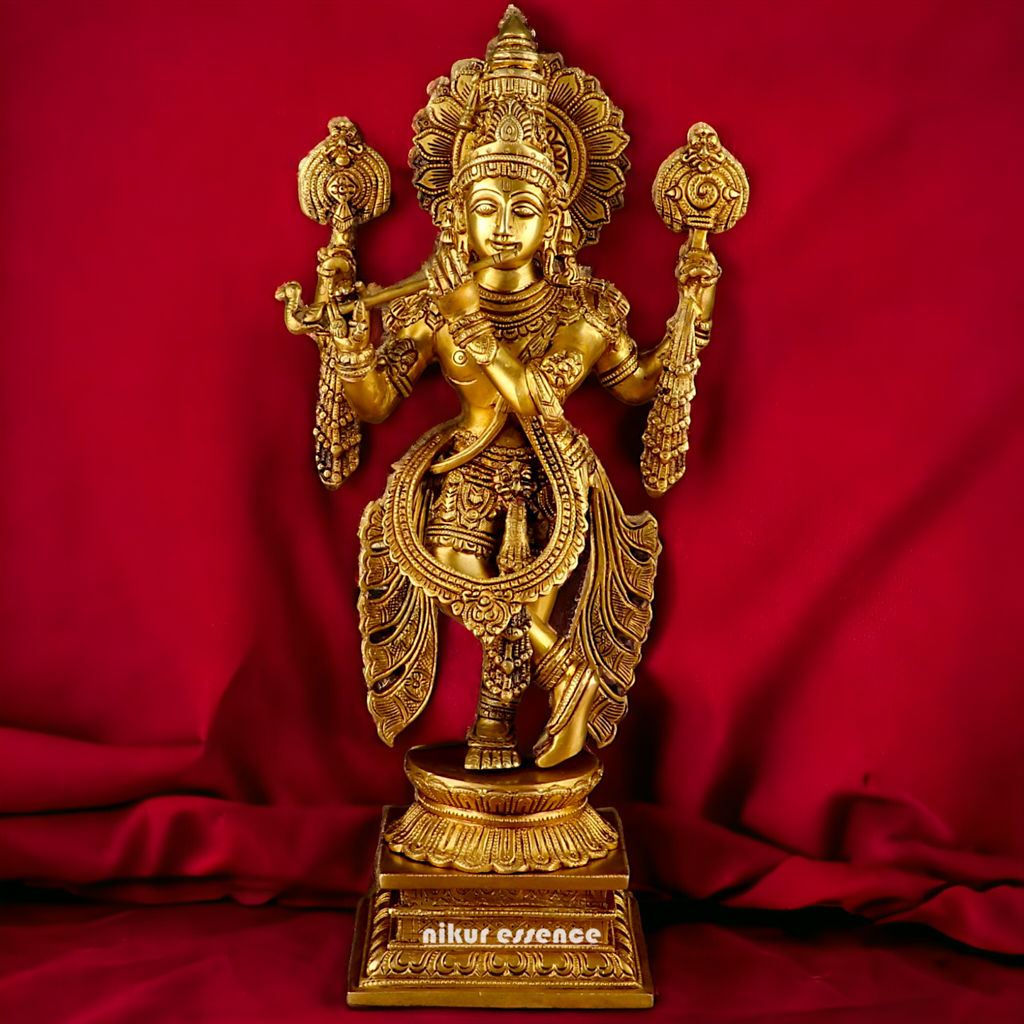 Solid Brass krishna God Standing idol - 20 Inch Nikuressence