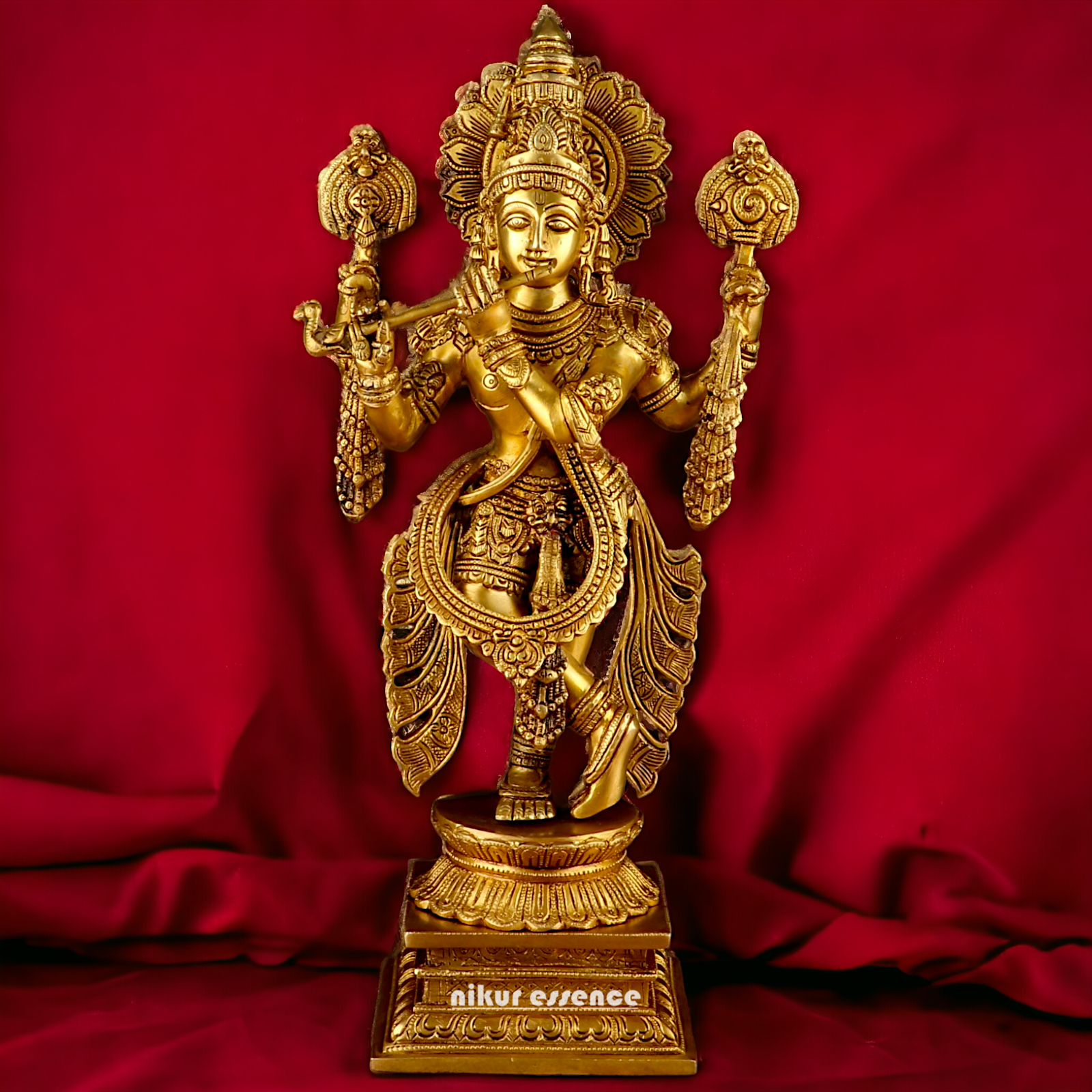 Solid Brass krishna God Standing idol - 20 Inch Nikuressence