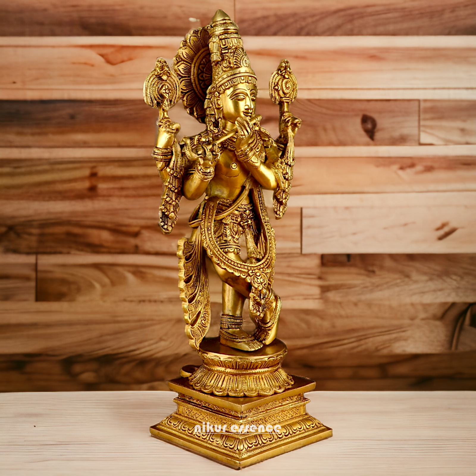 Solid Brass krishna God Standing idol - 20 Inch Nikuressence