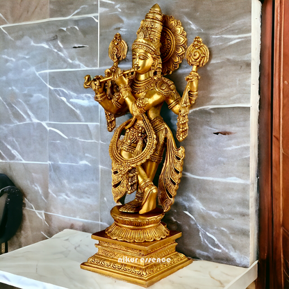 Solid Brass krishna God Standing idol - 20 Inch Nikuressence