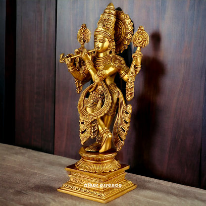 Solid Brass krishna God Standing idol - 20 Inch Nikuressence